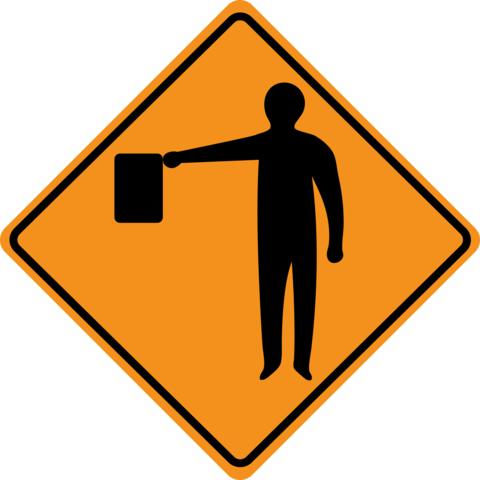 Yellow and Black Road Construction Ahead Sign Template
